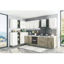 UV Lacquer Home Furniture Modern Wooden Grain White Kitchen Cabinet